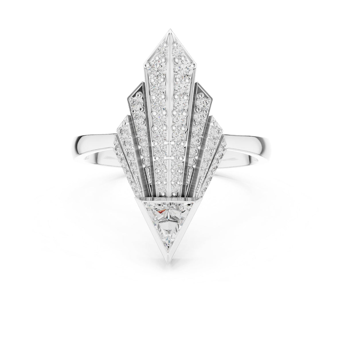 Trillion Accented Lab Grown Diamond Engagement Ring