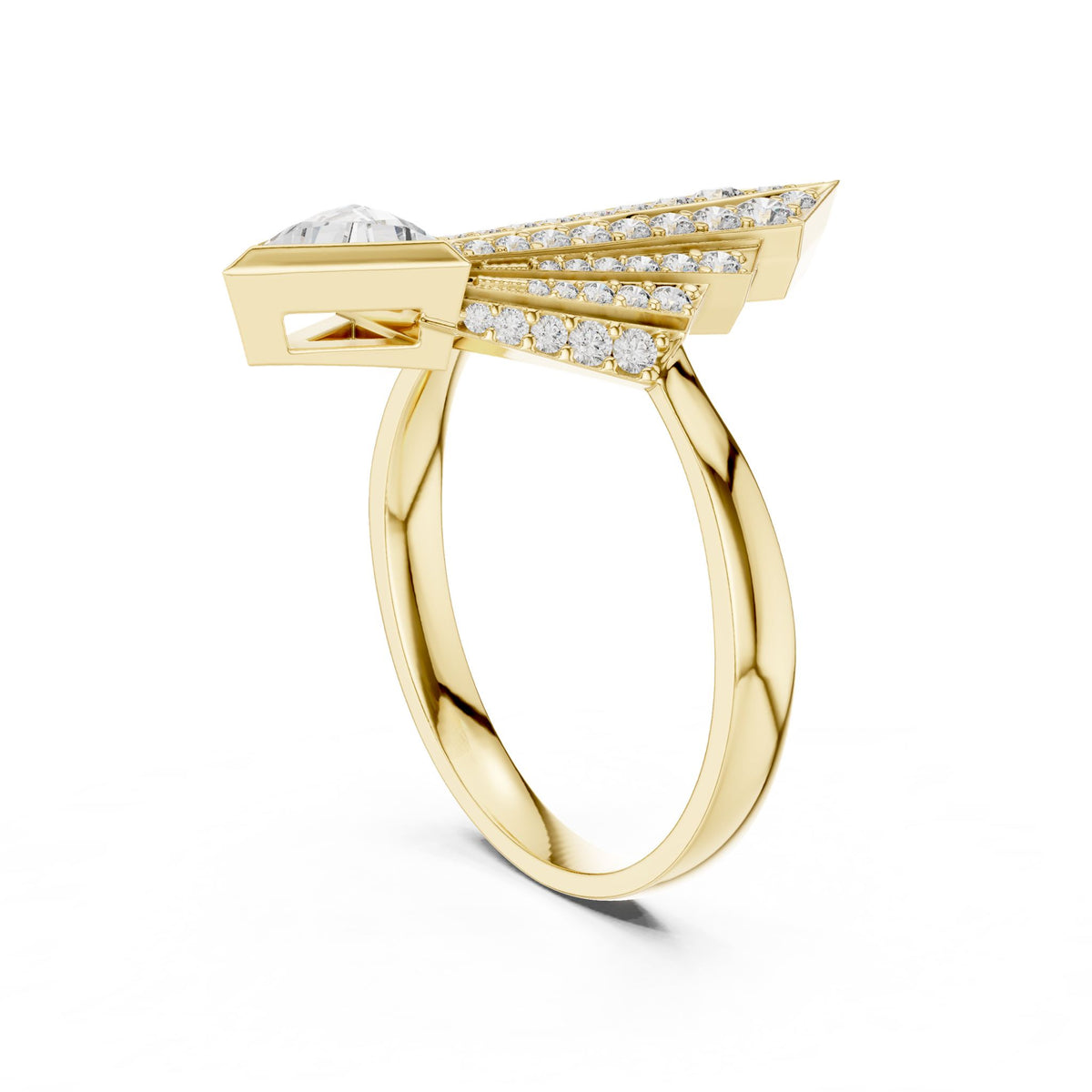 Trillion Accented Lab Grown Diamond Engagement Ring
