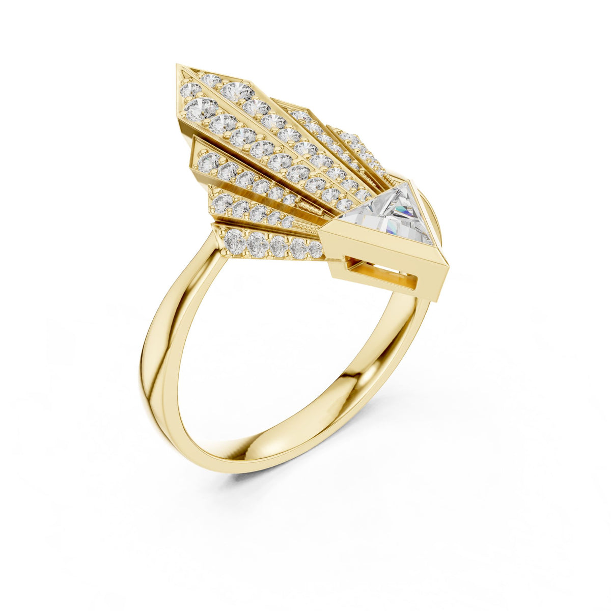 Trillion Accented Lab Grown Diamond Engagement Ring