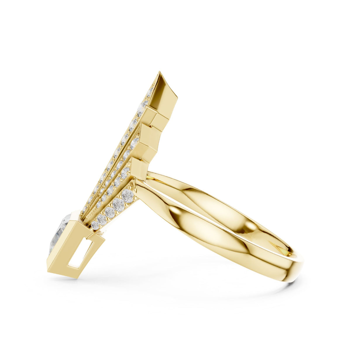 Trillion Accented Lab Grown Diamond Engagement Ring