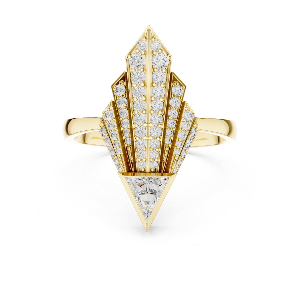 Trillion Accented Lab Grown Diamond Engagement Ring