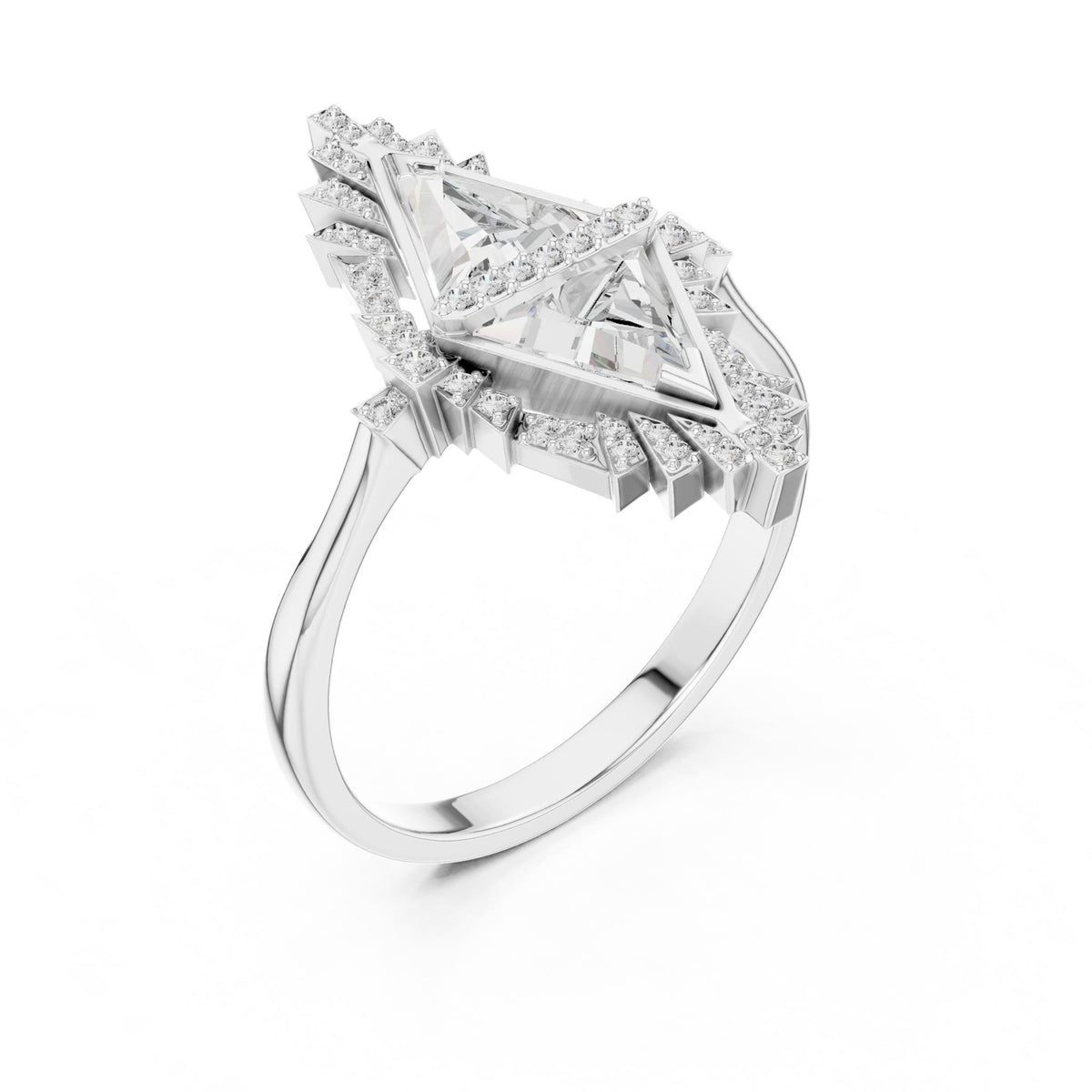 Trillion Halo Lab Grown Diamond Engagement Ring